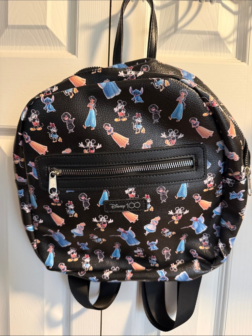 Disney Black Mini Backpack with Colorful Princess  characters